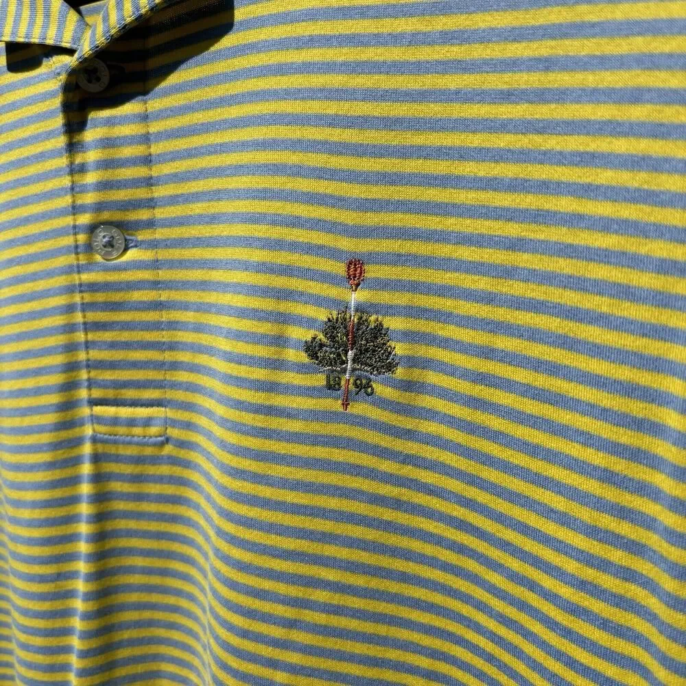 Vintage Polo Ralph Lauren Golf T Shirt Collared Blue Yellow Size L Striped Mens